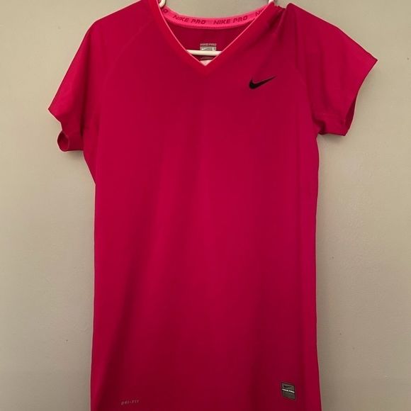 Nike Tops - Nike ladies dri-fit Nike Pro V neck red shirt size Large. EUC